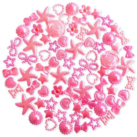 CANDY PINK 50pcs Pack Flatback Pearlised Embellishments