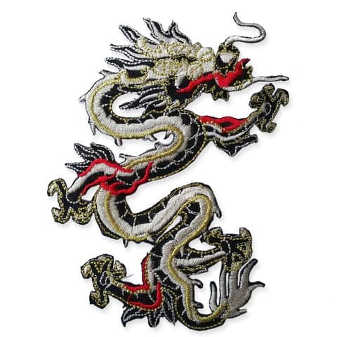 CHINESE DRAGON MOTIF IRON ON EMBROIDERED PATCH APPLIQUE