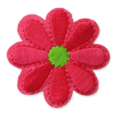 CORAL PINK DAISY MOTIF IRON ON EMBROIDERED PATCH APPLIQUE