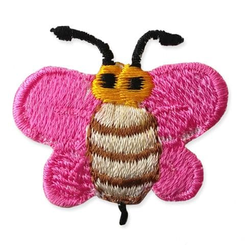 DARK PINK BUMBLE BEE MOTIF IRON ON EMBROIDERED PATCH APPLIQUE