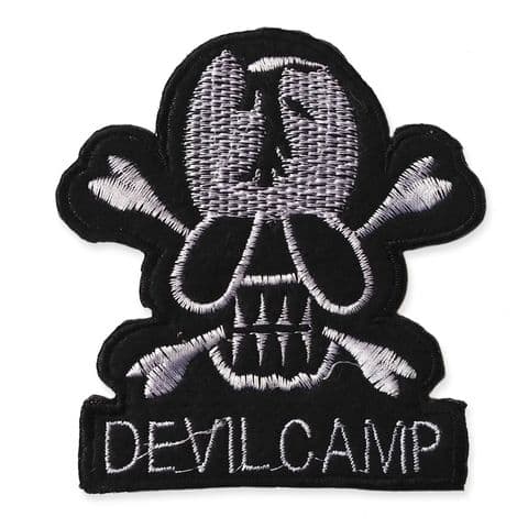DEVIL CAMP SKULL MOTIF IRON ON EMBROIDERED PATCH APPLIQUE