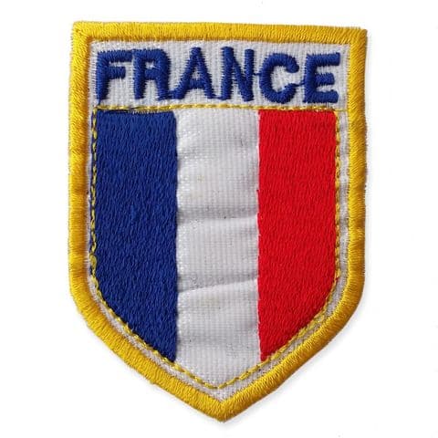 FRENCH SHIELD MOTIF IRON ON EMBROIDERED PATCH APPLIQUE