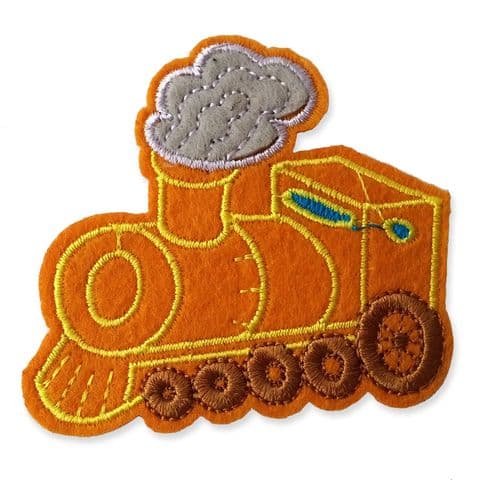 GOLDEN TRAIN MOTIF IRON ON EMBROIDERED PATCH APPLIQUE