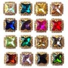 GREEN 17mm Glass Emerald Shape Sew on Gem Embellishment