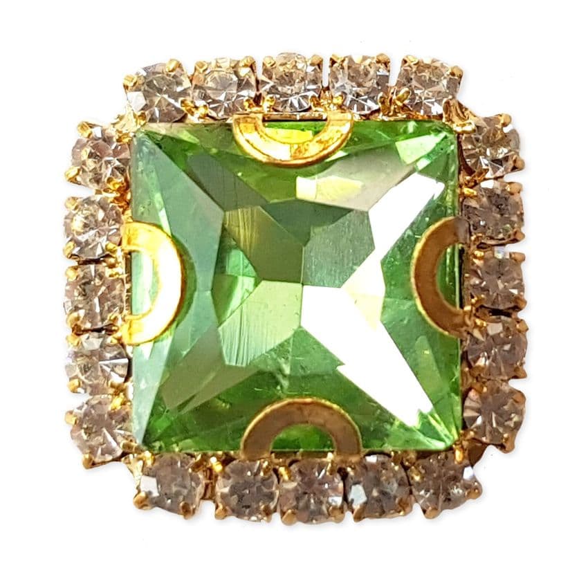 GREEN 17mm Glass Emerald Shape Sew on Gem Embellishment