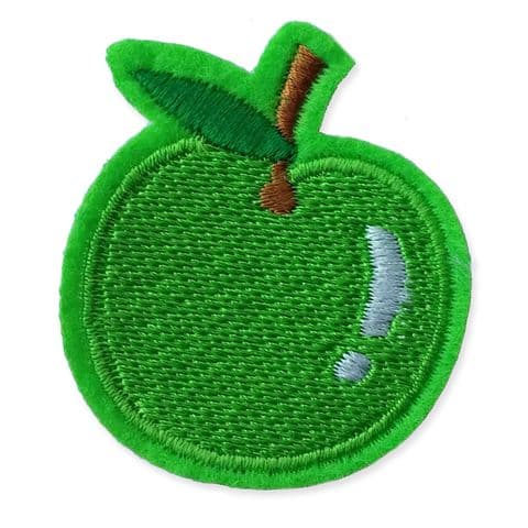 GREEN APPLE MOTIF IRON ON EMBROIDERED PATCH APPLIQUE