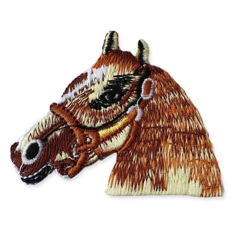 HORSE HEAD MOTIF IRON ON EMBROIDERED PATCH APPLIQUE