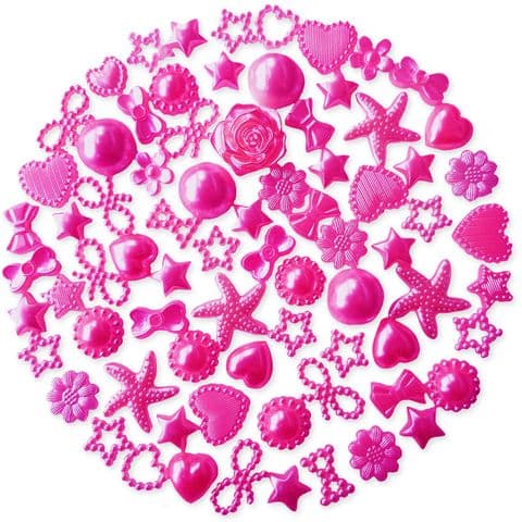 HOT PINK 50pcs Pack Flatback Pearlised Embellishments