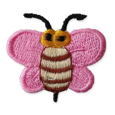 LIGHT PINK BUMBLE BEE MOTIF IRON ON EMBROIDERED PATCH APPLIQUE