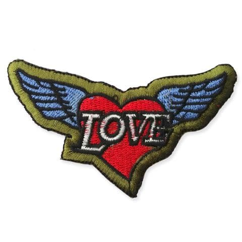 LOVE WINGS MOTIF IRON ON EMBROIDERED PATCH APPLIQUE