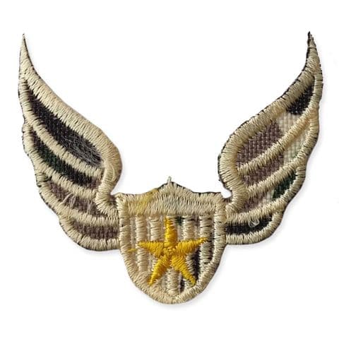 MILITARY STAR WINGS MOTIF IRON ON EMBROIDERED PATCH APPLIQUE