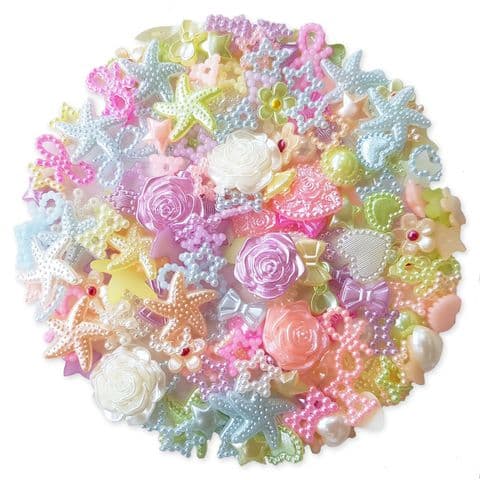 PASTEL MIX 50pcs Pack Flatback Pearlised Embellishments