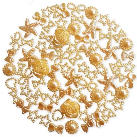 PEACH 50pcs Pack Flatback Pearlised Embellishments
