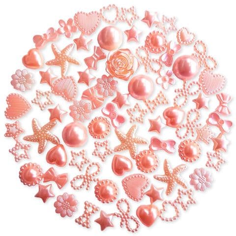 PINK 50pcs Pack Flatback Pearlised Embellishments