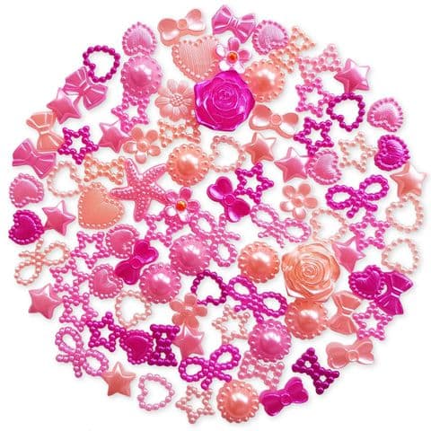 PINK MIX 50pcs Pack Flatback Pearlised Embellishments