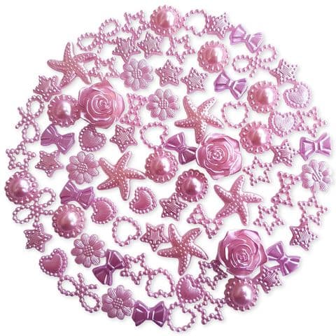 PURPLE 50pcs Pack Flatback Pearlised Embellishments