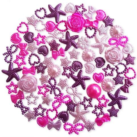 PURPLE MIX 50pcs Pack Flatback Pearlised Embellishments