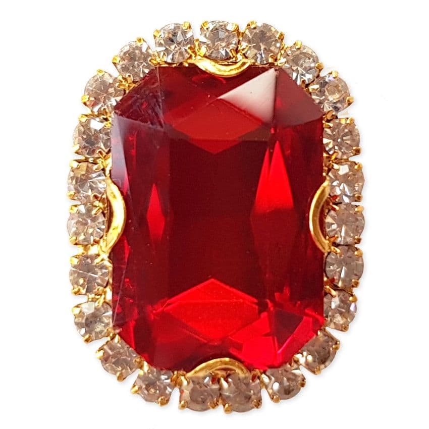 RED 18mm x 25mm Glass Emerald Shape Sew on Gem Embellishment