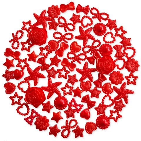 RED 50pcs Pack Flatback Pearlised Embellishments