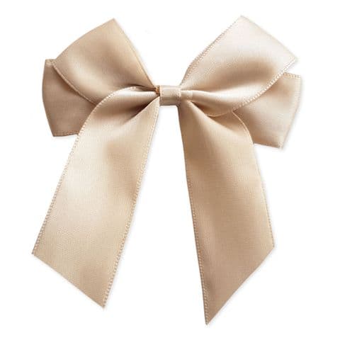TAUPE 90mm Large Ribbon Bows (Pack of 6)