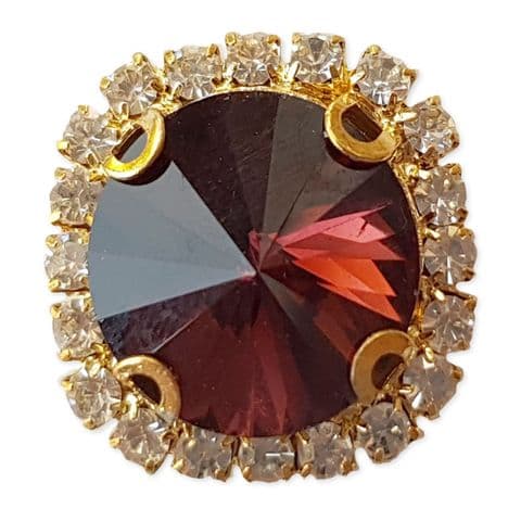 TOPAZ 18mm Glass Round Shape Sew on Gem Embellishment