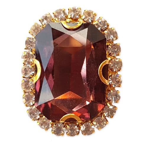 TOPAZ 18mm x 25mm Glass Emerald Shape Sew on Gem Embellishment