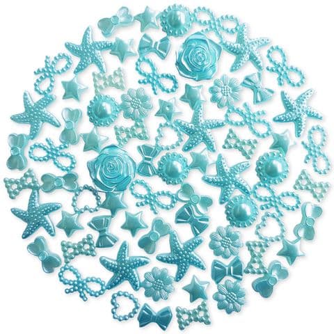 TURQUOISE 50pcs Pack Flatback Pearlised Embellishments