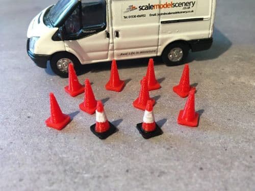 AX044-OO 3D Printed Road Cones Large (Pack of 10) OO/4mm/1:76