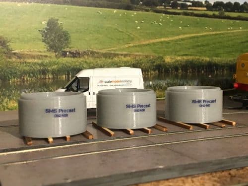 AX053-OO 8ft Pre-Cast Concrete Drain Pipes Lorry/Wagon Load (Pack of 3) OO/4mm/1:76