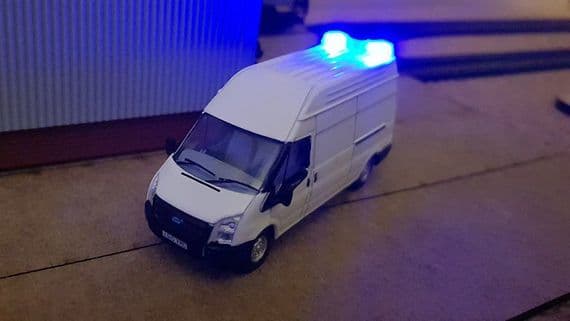 AX072-OO 3D Printed Large Blue Flashing LED Roof Beacon To Fit Oxford Diecast Etc OO/4mm/1:76