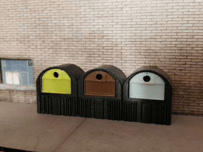 AX076-OO 3D Printed Recycling Bins (Pack of 3) - OO/4mm/1:76