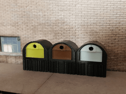 AX076-OO 3D Printed Recycling Bins (Pack of 3) - OO/4mm/1:76