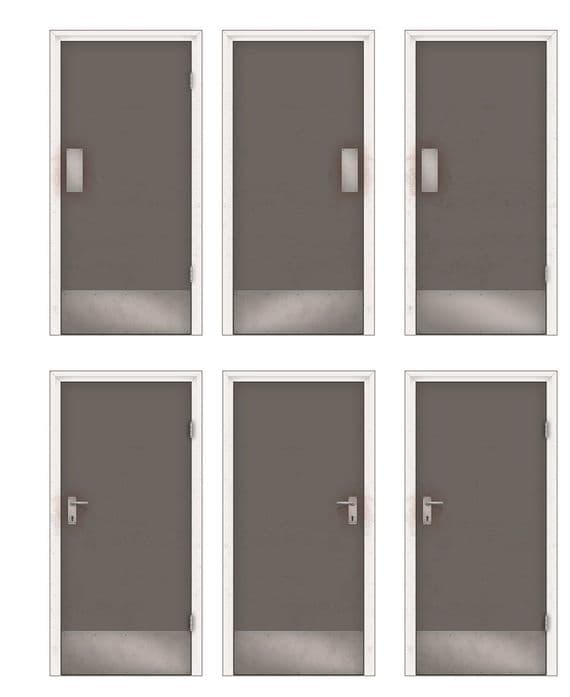 AX108-OO Interior Office / Workshop Doors - Grey (9 Pairs) OO/4mm/1:76