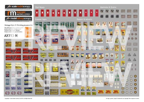 AX113-N Vintage Signs & Detailing Accessories - N/2mm/1:148