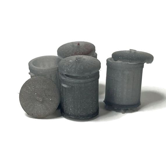 AX334-OO Galvanised Steel Domestic Dustbins With Lids (Pack of 4) OO/4mm/1:76
