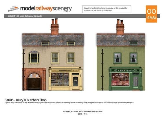 BX005-OO Dairy & Butchers Shop Backscene Element OO/4mm/1:76