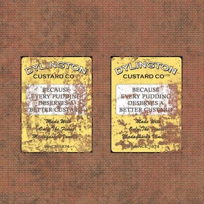 DC038-OO Dylington Custard Company Ghost Sign - Waterslide Transfer (Pack of 2) - OO/4mm/1:76
