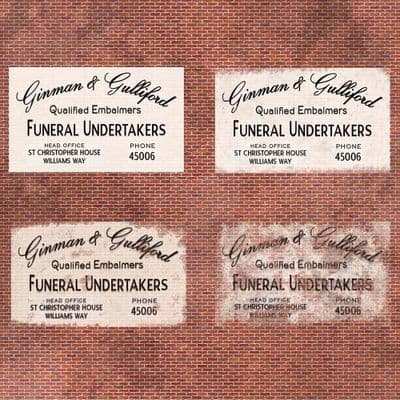 DC049-OO Funeral Undertakers Ghost Sign - Self Adhesive Transfer (Pack of 4) - OO/4mm/1:76