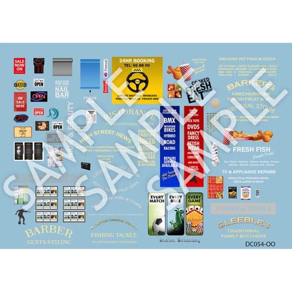 DC054-OO Shop Window Detailing Waterslide Transfers For OO/4mm/1:76