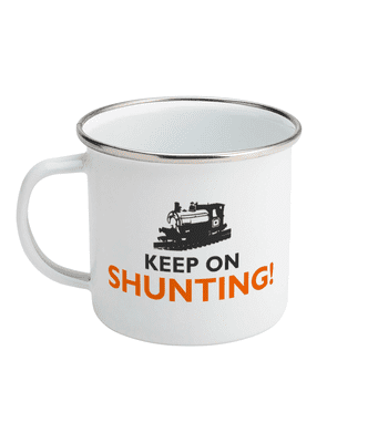 Enamel Mug 10oz Keep On Shunting - Peckett