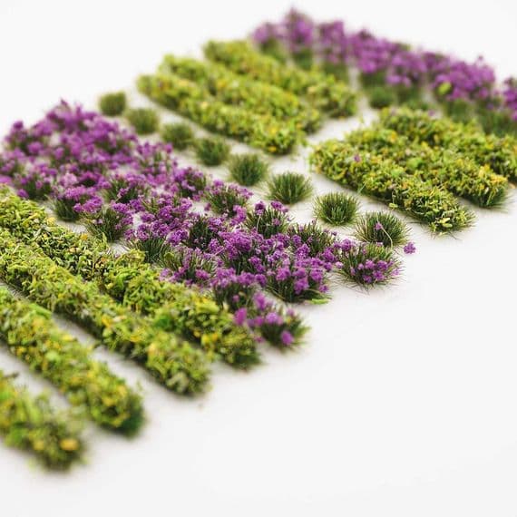 FB028-OO Purple Flower & Hedge Static Grass Tuft Mix For OO/N/O Scale