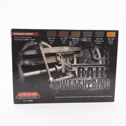 LifeColor Rail Weathering Acrylic Paint Set (22ml x 6)