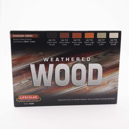 LifeColor Weathered Wood Acrylic Paints Set (22ml x 6)