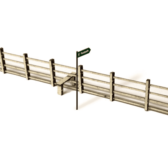 4ft Post & Rail Lineside OO Gauge Model Railway Fencing | LX006-OO