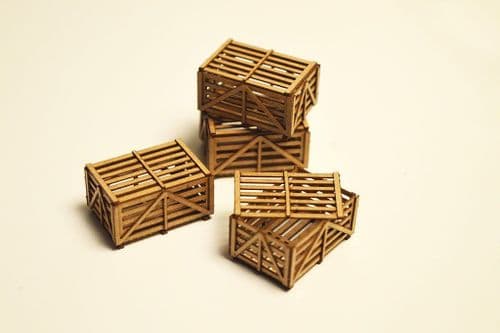 LX062-OO Laser Cut Medium Slatted Wooden Shipping Crates OO/4mm/1:76