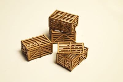 LX063-O Laser Cut Small Slatted Wooden Shipping Crates O/7mm/1:43