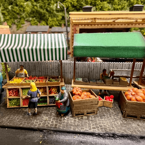 LX067-OO Market Stalls (Pack of 4) OO/4mm/1:76