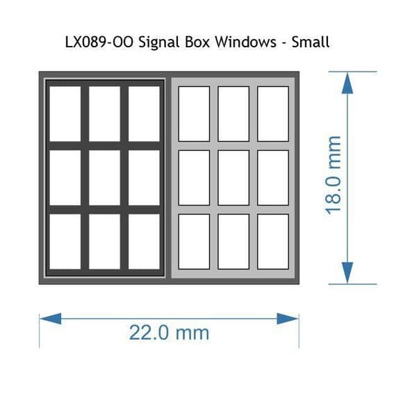 LX089-OO Signal Box Windows Smalll (Pack of 8) OO/4mm/1:76