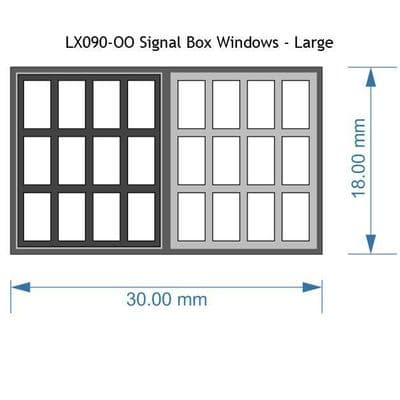 LX090-OO Signal Box Windows Large (Pack of 6) OO/4mm/1:76