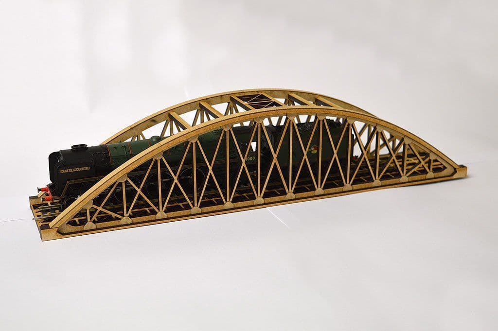 WWS Single Track Hi-Detail Grey MDF Bowstring Bridge – 560mm For OO/HO Model Railway